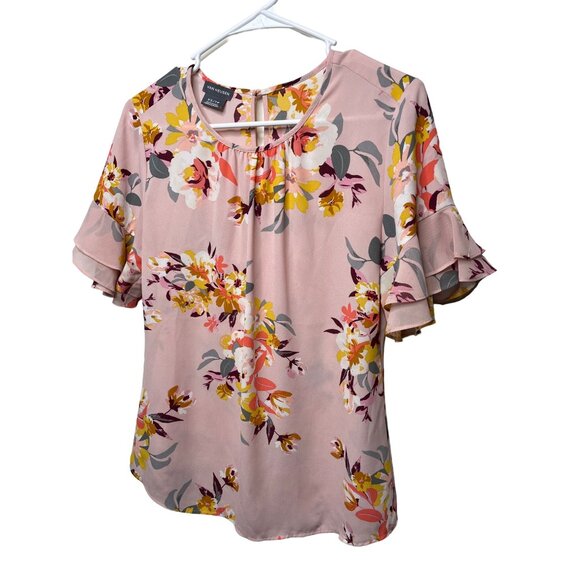 Van Heusen Top Womens XS Shirt Blouse Pink Floral Boho Work Casual Spring Summer - Picture 3 of 11